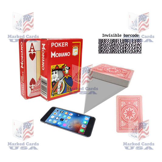 BARCODE MARKED CARDS MODIANO CRISTALLO POKER 4 PIP JUMBO